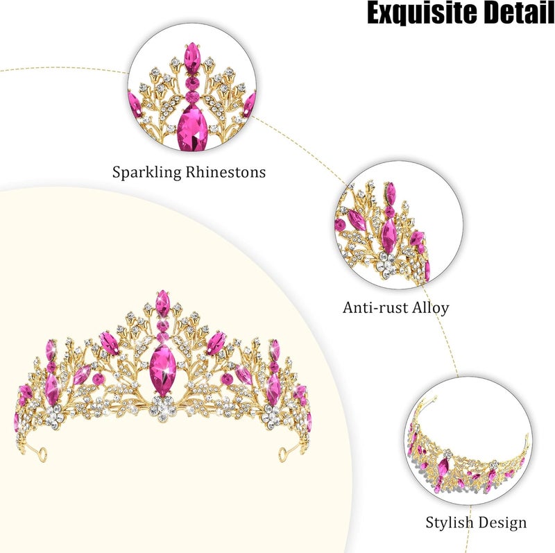 TAROSE Crowns for Women, Queen Crystal Gold Silver Tiaras with White Rhinestone and Combs, Goddess Crown for Wedding Bride Birthday Princess Bridal Shower Hair Accessories for Women - Image 2